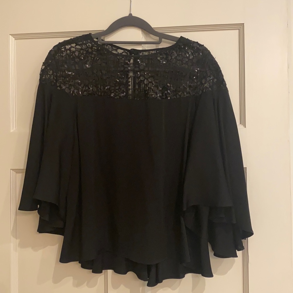 Milly black satin and sequin top